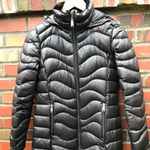 Andrew Marc Black Puffy Coat 3/4 length.